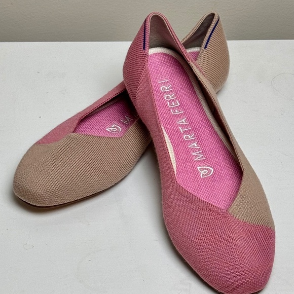 Rothy's Shoes - Rothys x Marta Ferri Tan/Rose Geometric Flats